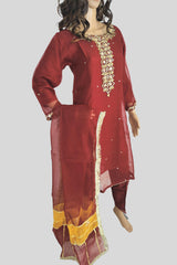 3 Piece Embroidered Organza Suit