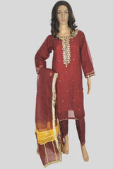 3 Piece Embroidered Organza Suit