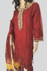 3 Piece Embroidered Organza Suit