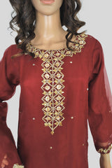 3 Piece Embroidered Organza Suit