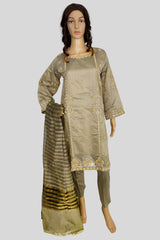 3 Piece Embroidered Paper Cotton Suit