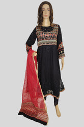 3 Piece Embroidered Chiffon Frock/Maxi