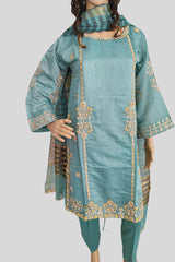 3 Piece Embroidered paper Cotton Suit