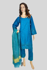 3 Piece Cotton Chikan Kari Suit