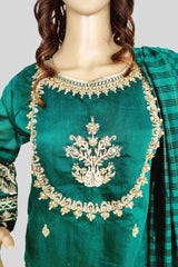 3 Piece Embroidered Paper Cotton Suit