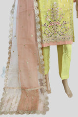 3 Piece Embroidered Khaadi Net Suit
