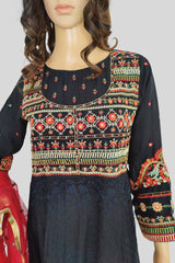 3 Piece Embroidered Chiffon Frock/Maxi