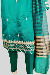 3 Piece Embroidered Paper Cotton Suit