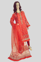 3 Piece Embroidered Organza Suit