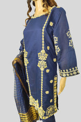 3 Piece Embroidered Paper Cotton Suit