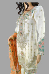 3 Piece Embroidered Organza Sharara Set