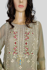 3 Piece Embroidered Chiffon Suit
