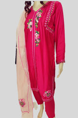 3 Piece Embroidered Silk Suit