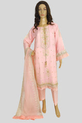 3 Piece Embroidered Organza Suit