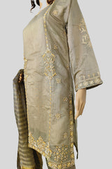 3 Piece Embroidered Paper Cotton Suit