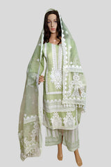 3 Piece Embroidered Organza Suit