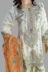 3 Piece Embroidered Organza Sharara Set