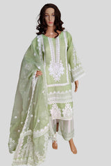 3 Piece Embroidered Organza Suit