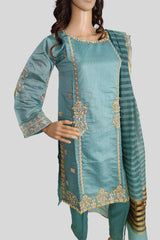 3 Piece Embroidered paper Cotton Suit