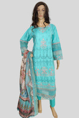 3 Piece Embroidered Chikan Kaari Suit