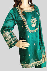 3 Piece Embroidered Paper Cotton Suit