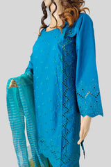 3 Piece Cotton Chikan Kari Suit