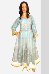 3 Piece Embroidered Organza Maxi/Frock Dress Suit