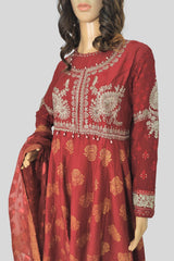 3 Piece Embroidered Chiffon/Cotton Dress