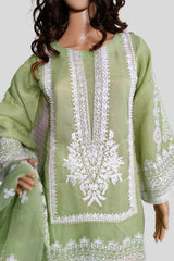 3 Piece Embroidered Organza Suit