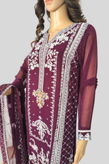 3 Piece Embroidered Chiffon Suit