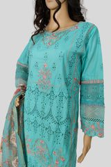 3 Piece Embroidered Chikan Kaari Suit