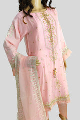 3 Piece Embroidered Organza Suit