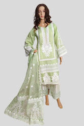 3 Piece Embroidered Organza Suit