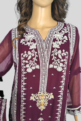 3 Piece Embroidered Chiffon Suit