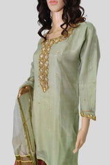 3 Piece Embroidered Organza Suit