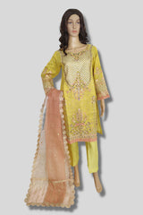 3 Piece Embroidered Khaadi Net Suit