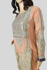 3 Piece Embroidered Chiffon Sharara Set/Suit