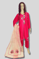 3 Piece Embroidered Silk Suit