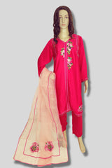 3 Piece Embroidered Silk Suit