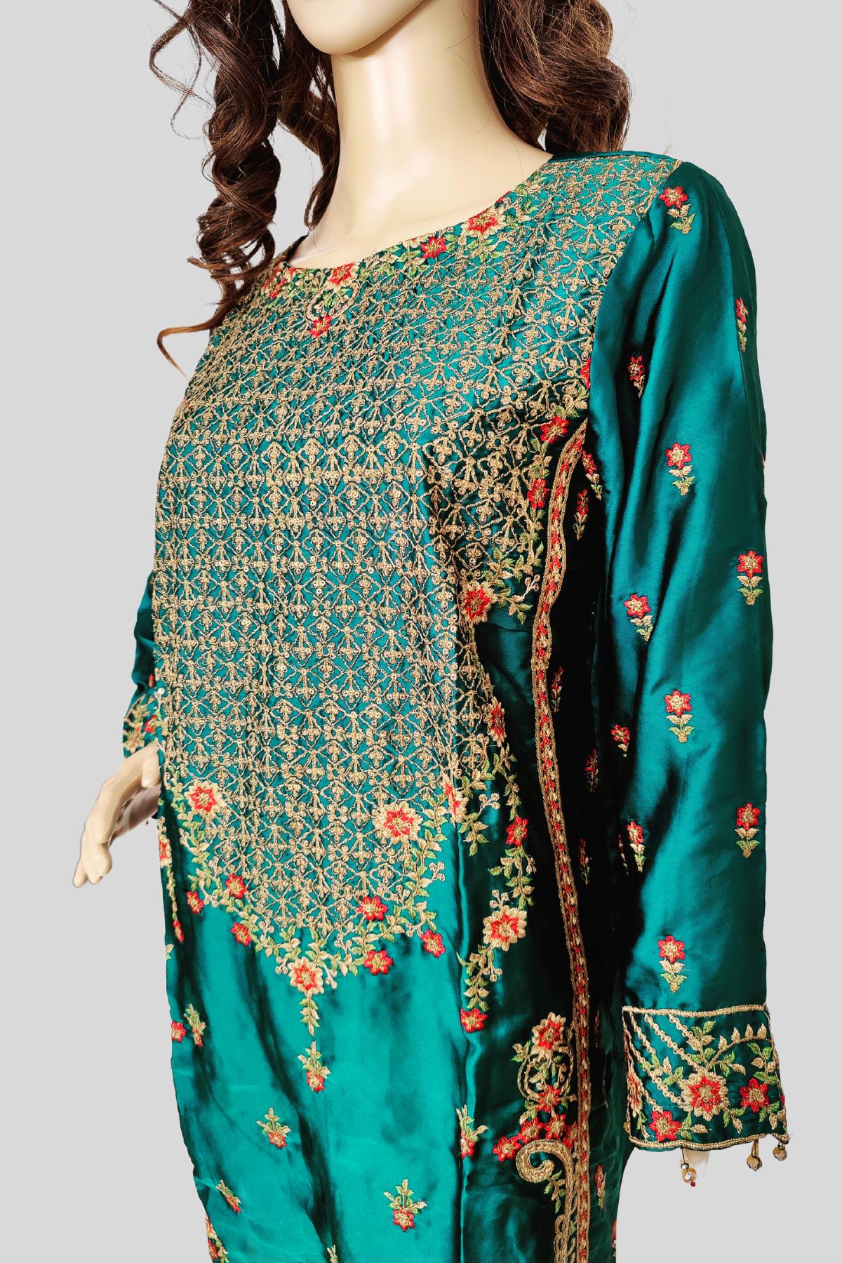 1 Piece Embroidered Silk Kurta