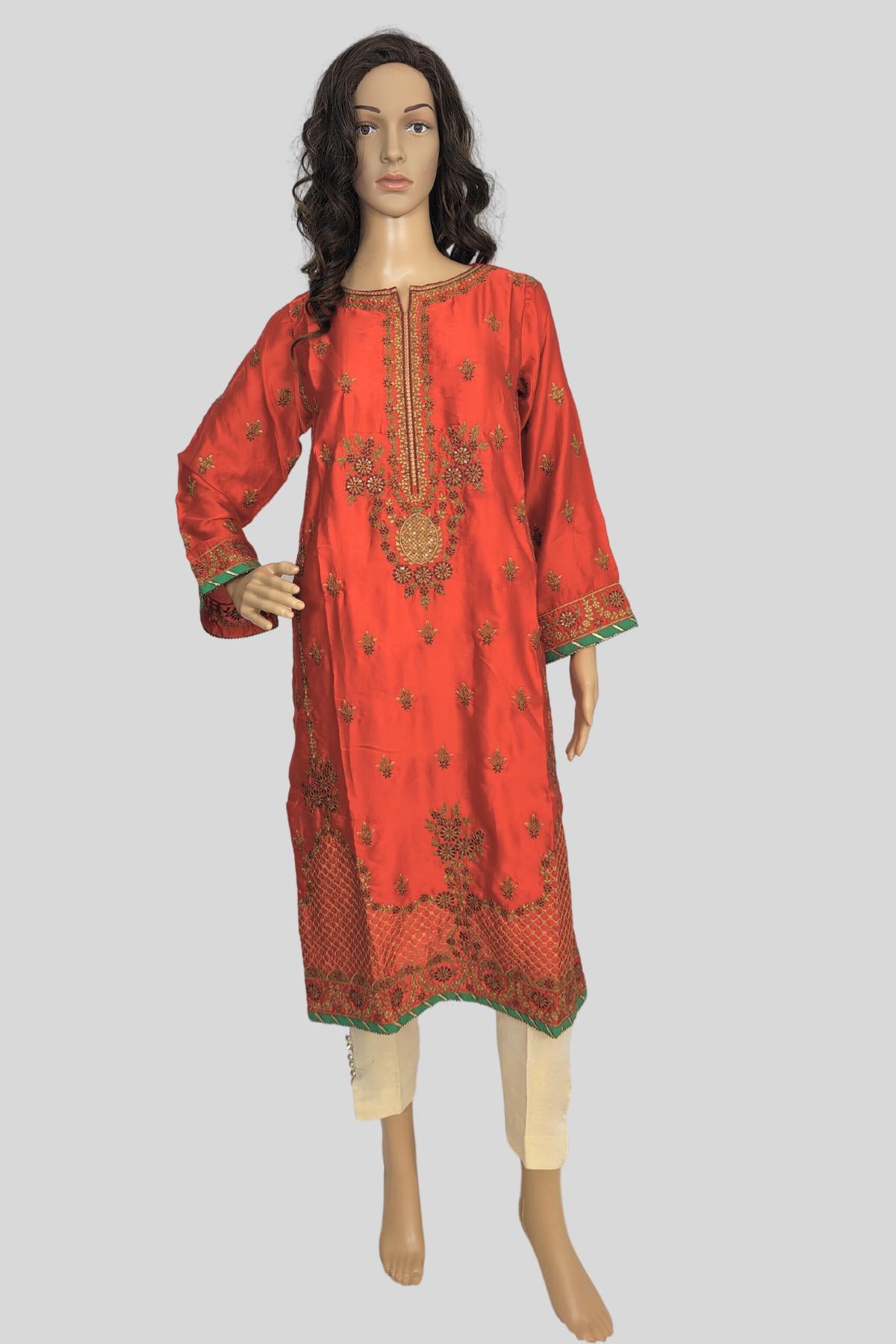 1 Piece Embroidered Silk Kurta