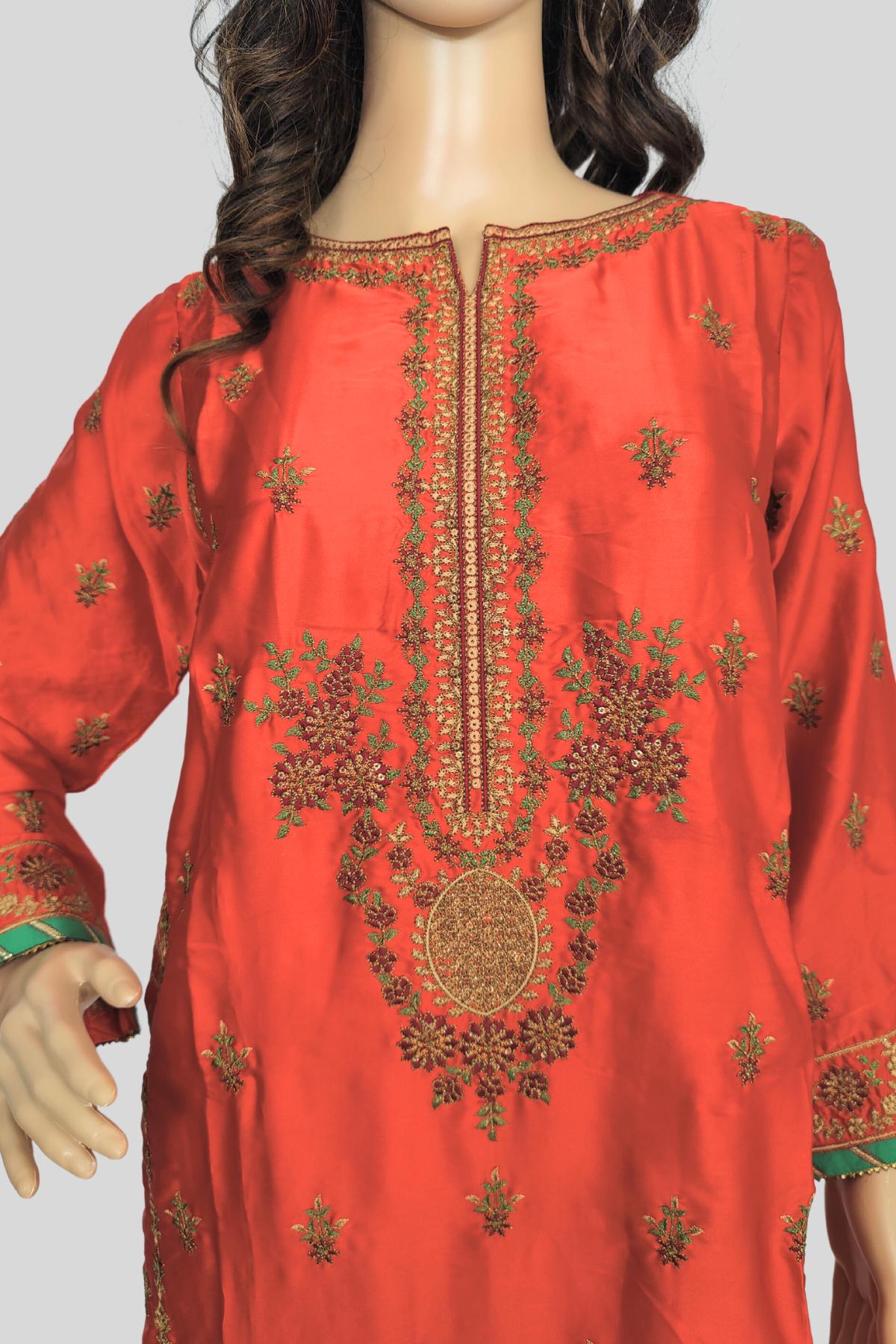 1 Piece Embroidered Silk Kurta