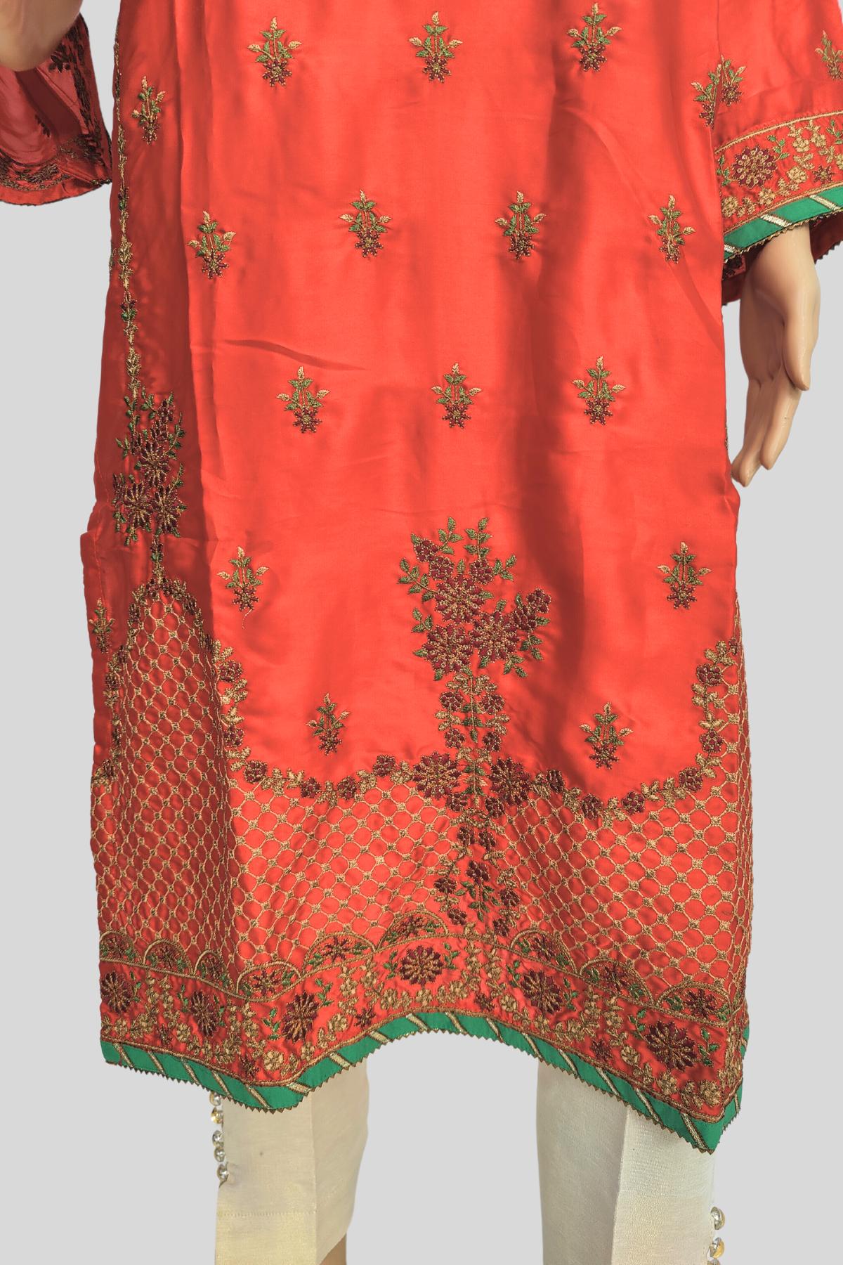 1 Piece Embroidered Silk Kurta