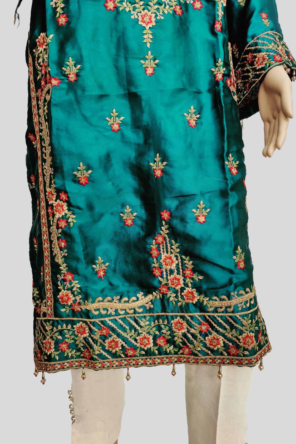 1 Piece Embroidered Silk Kurta