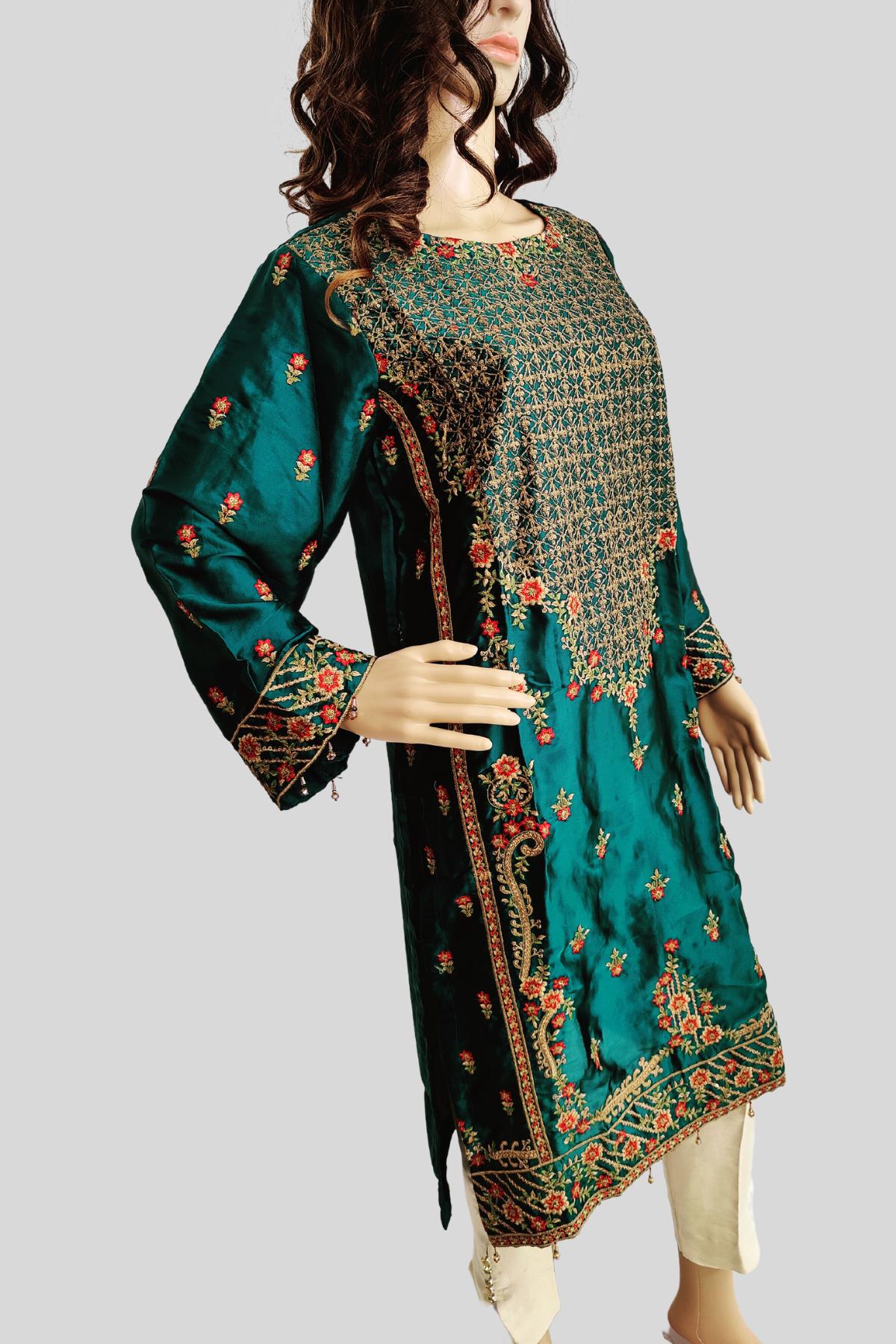 1 Piece Embroidered Silk Kurta