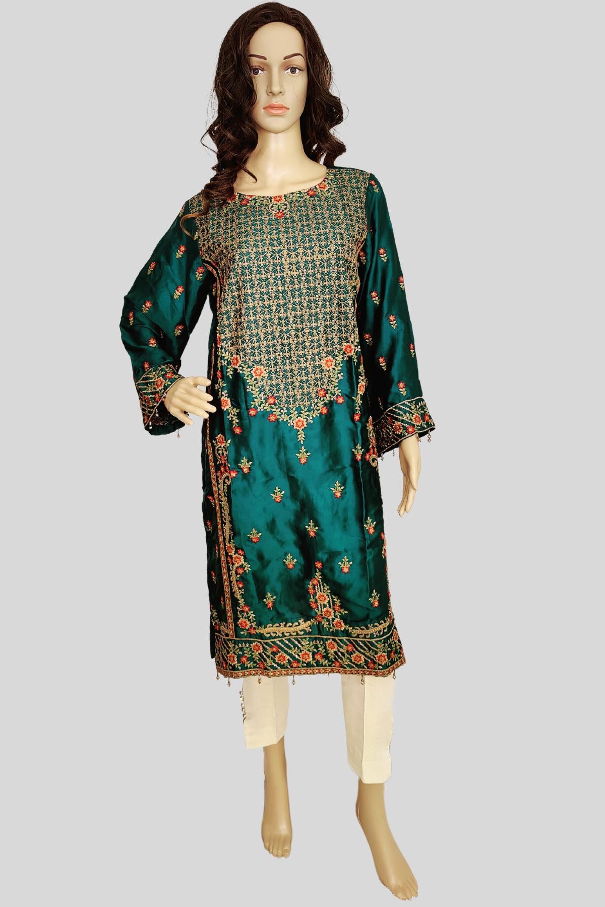 1 Piece Embroidered Silk Kurta