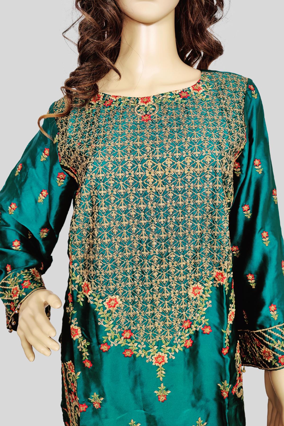 1 Piece Embroidered Silk Kurta