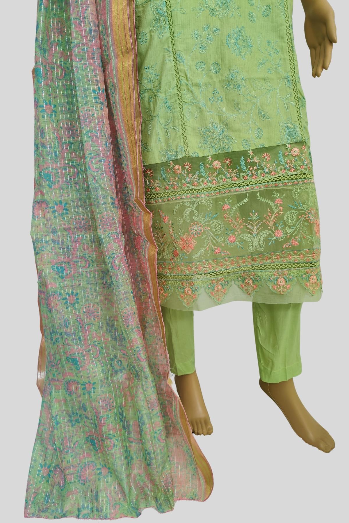 3 Piece Embroidered Chikan Kaari Suit