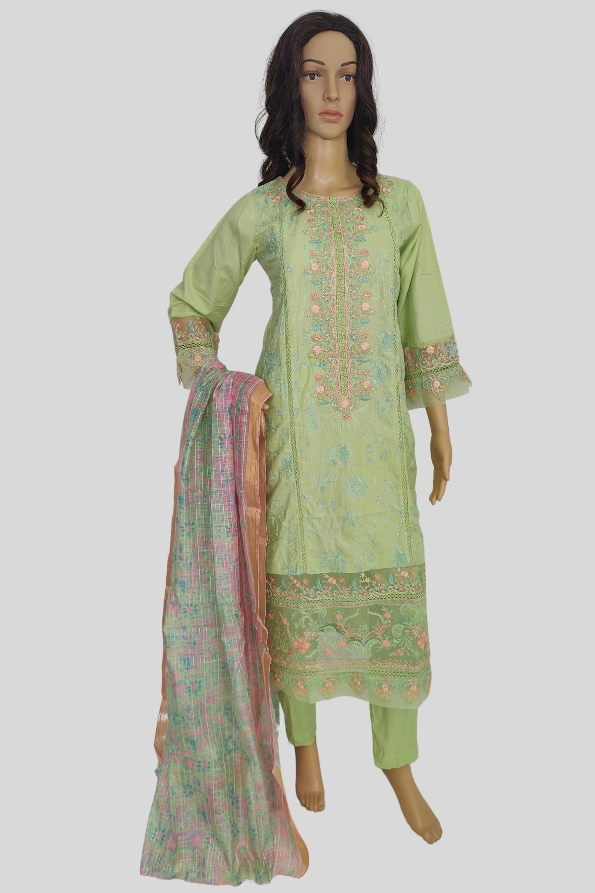 3 Piece Embroidered Chikan Kaari Suit