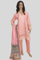 3 Piece Embroidered Chikan Kaari Suit